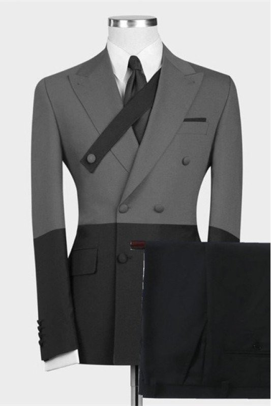 Kingston New Arrival Gray and Black Best Fitted Fashion Men Suits