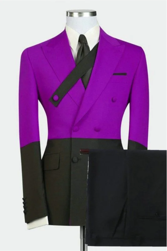 Purple Double Breasted Peaked Lapel Prom Suit for Men main image 0