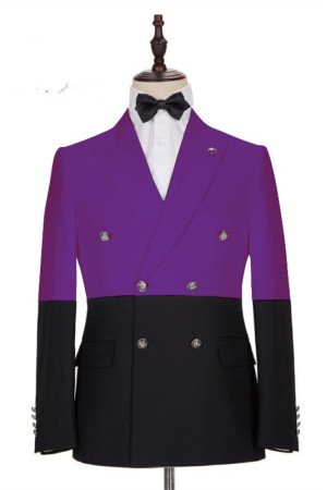 New Arrival Purple Double Breasted Peaked Lapel Prom Men Suits