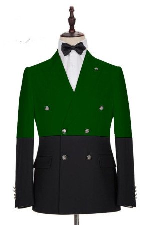 Marcos Dark Green and Black Bespoke Best Fitted Double Breasted Men Suits