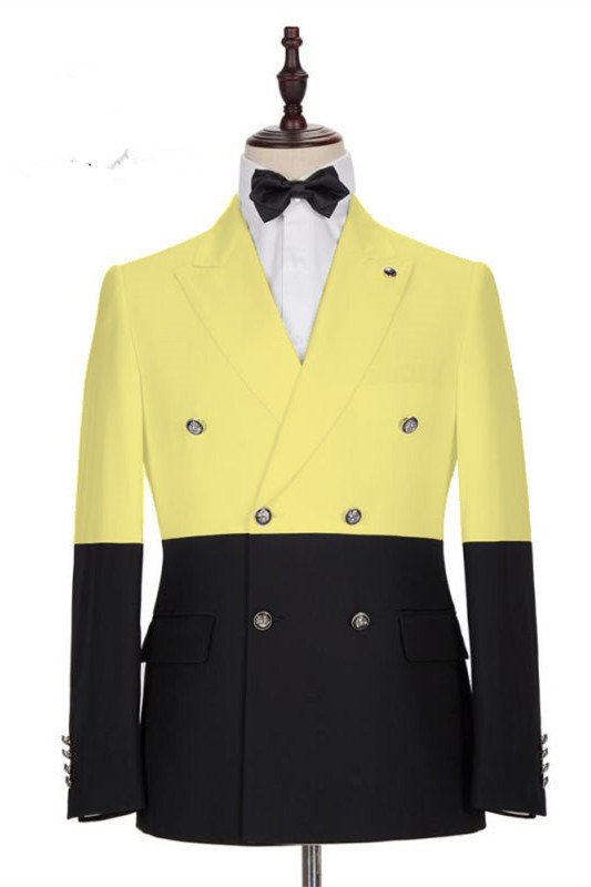 Taylor Yellow Chic Best Fitted Double Breasted Prom Outfits for Guys