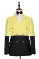 Taylor Yellow Chic Best Fitted Double Breasted Prom Outfits for Guys