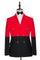 Latest Design Red Double Breasted Peaked Lapel Men Suits for Prom