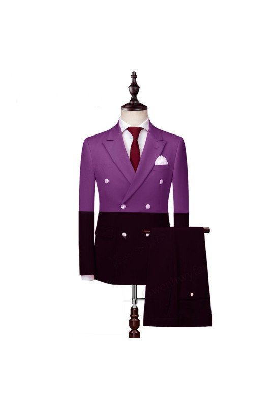 Fashion Chic Double Breasted Peaked Lapel Prom Men Suits