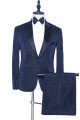 Stylish Sparkly Dark Navy Peaked Lapel Chic Men Suits for Prom