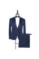 Stylish Sparkly Dark Navy Peaked Lapel Chic Men Suits for Prom