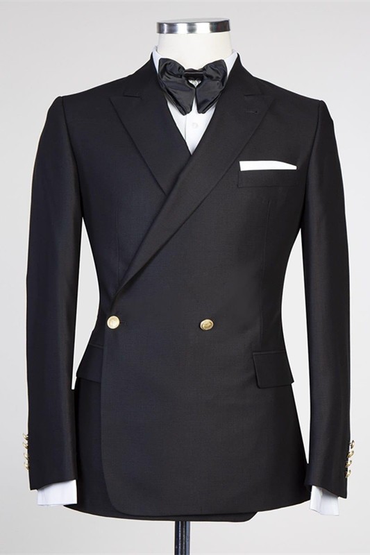 James Fashion Black Peaked Lapel New Arrival Men Suits for Prom
