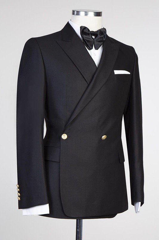 James Fashion Black Peaked Lapel New Arrival Men Suits for Prom