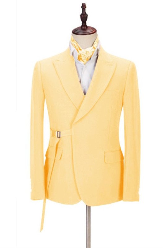 Julian Chic Yellow Peaked Lapel Best Fitted Prom Men Suits