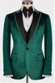 Joshua Chic Green Peaked Lapel Velvet Three Pieces Men Suits