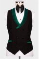 Joshua Chic Green Peaked Lapel Velvet Three Pieces Men Suits