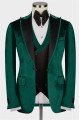 Joshua Chic Green Peaked Lapel Velvet Three Pieces Men Suits Joshua Chic Green Peaked Lapel Velvet Three Pieces Men Suits