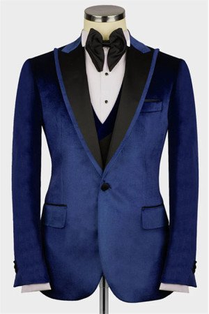 Daniel Modern Dark Blue Peaked Lapel Velvet Three Pieces Men Suits Daniel Modern Dark Blue Peaked Lapel Velvet Three Pieces Men Suits