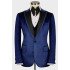 Daniel Modern Dark Blue Peaked Lapel Velvet Three Pieces Men Suits