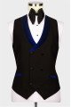 Daniel Modern Dark Blue Peaked Lapel Velvet Three Pieces Men Suits