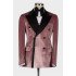 Anthony Dusty Pink Double Breasted Velvet Two Pieces Men Suits