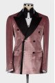 Anthony Dusty Pink Double Breasted Velvet Two Pieces Men Suits