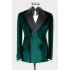 William Dark Green Double Breasted Velvet Two Pieces Men Suits