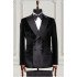 Matthew Chic Black Double Breasted Velvet Two Pieces Men Suits
