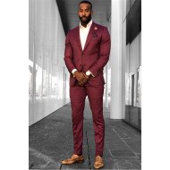 Joseph Trendy Burgundy Peaked Lapel Bespoke Men Suit Joseph Trendy Burgundy Peaked Lapel Bespoke Men Suit