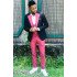 Noah Cool Black And Pink Slim Fit Peaked Lapel Bespoke Men Suit