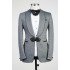 Fitzgerald Fashion Gray Shawl Lapel Plaid Wedding Men Suits