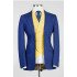 Kirk Blue Peaked Lapel Three Pieces Wedding Men Suits