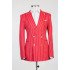 Owen Red Peaked Lapel Double Breasted Striped Men Suits