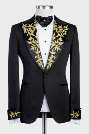 Reed Black Wedding Men Suits With Chic Peaked Lapel Reed Black Wedding Men Suits With Chic Peaked Lapel