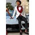 Dillon White Jacquard Three Pieces Wedding Men Suits With Red Velvet Shawl Lapel 