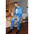 Jerome Sky Blue Peaked Lapel Velvet Wedding Men Suits