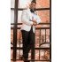 Nigel Stylish White Jacquard Shawl Lapel Three Pieces Big And Tall Men Suits