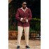Dick Burgundy Peaked Lapel Double Breasted Striped Big And Tall Prom Men Suits