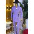 Baldwin Chic Light Purple Shawl Lapel Slim Fit Men Suits With Belt