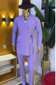 Baldwin Chic Light Purple Shawl Lapel Slim Fit Men Suits With Belt