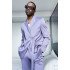 Edison Modern Lavender Peaked Lapel Striped Prom Men Suits With Belt