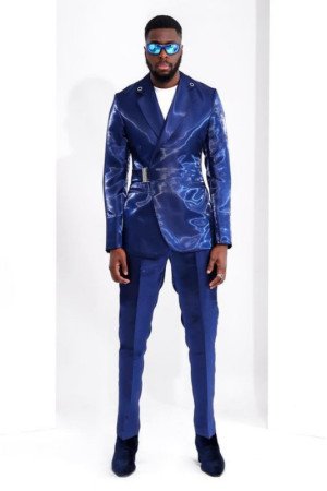 Fitzgerald Royal Blue Satin Notched Lapel Close Fitting Prom Men Suits Fitzgerald Royal Blue Satin Notched Lapel Close Fitting Prom Men Suits