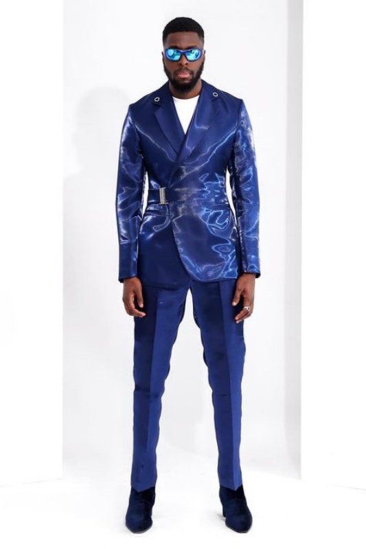 Fitzgerald Royal Blue Satin Notched Lapel Close Fitting Prom Men Suits Fitzgerald Royal Blue Satin Notched Lapel Close Fitting Prom Men Suits