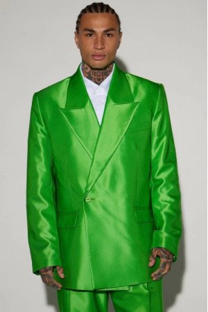 Taylor Satin Fluorescent Green Peaked Lapel Big And Tall Prom Men Suits Taylor Satin Fluorescent Green Peaked Lapel Big And Tall Prom Men Suits