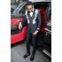 Valentine Black Shawl Lapel Three Pieces Appliques Prom Men Suits