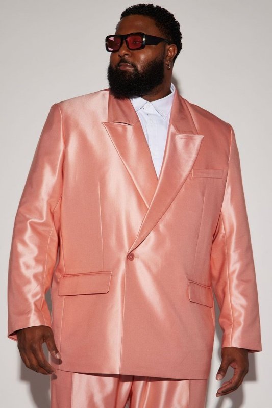 Adair Fancy Satin Salmon Peaked Lapel Big And Tall Prom Men Suits Adair Fancy Satin Salmon Peaked Lapel Big And Tall Prom Men Suits