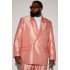 Adair Fancy Satin Salmon Peaked Lapel Big And Tall Prom Men Suits