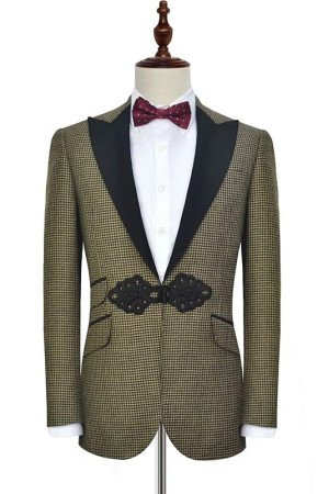 Campbell Chic Yellow Peaked Lapel Plaid Men Suits Campbell Chic Yellow Peaked Lapel Plaid Men Suits