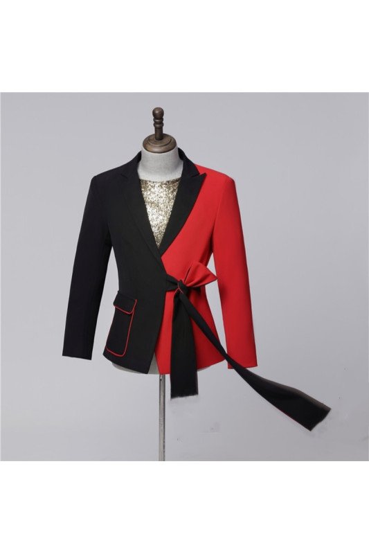 Edmund Black And Red Peaked Lapel Best Fitted Prom Men Suits Edmund Black And Red Peaked Lapel Best Fitted Prom Men Suits
