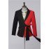 Edmund Black And Red Peaked Lapel Best Fitted Prom Men Suits