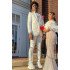 Jeffrey Fashion White Peaked Lapel Jacquard Prom Men Suits