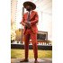 Marshall Fashion Orange Peaked Lapel Close Fitting Prom Men Suits