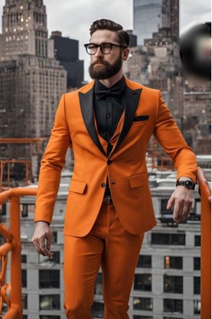 Elliot Orange Slim Fit Peaked Lapel Three Pieces Prom Outfits Elliot Orange Slim Fit Peaked Lapel Three Pieces Prom Outfits