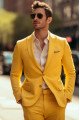 Lester Stylish Yellow Peaked Lapel Prom Men Suits Lester Stylish Yellow Peaked Lapel Prom Men Suits
