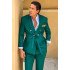 Owen Dark Green Shawl Lapel Double Breasted Close Fitting Prom Outfits